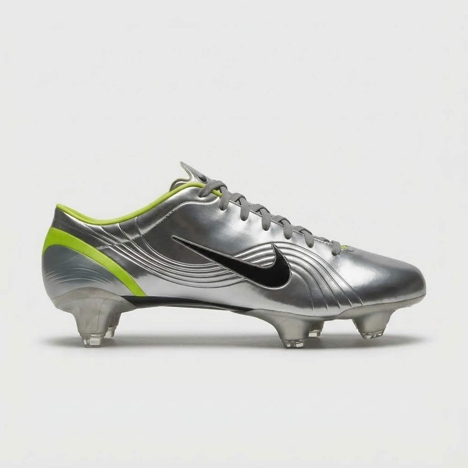 The boot's right side, its toe to the right